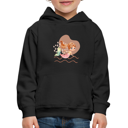 Kinder Premium Hoodie - Meerjungfrau Herz - Schwarz