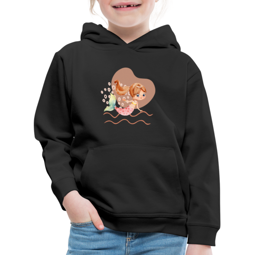 Kinder Premium Hoodie - Meerjungfrau Herz - Schwarz