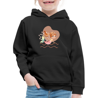 Kinder Premium Hoodie - Meerjungfrau Herz - Schwarz