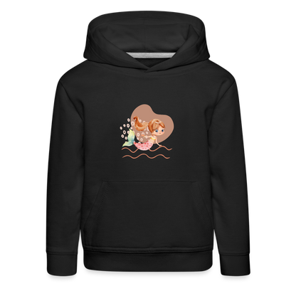 Kinder Premium Hoodie - Meerjungfrau Herz - Schwarz