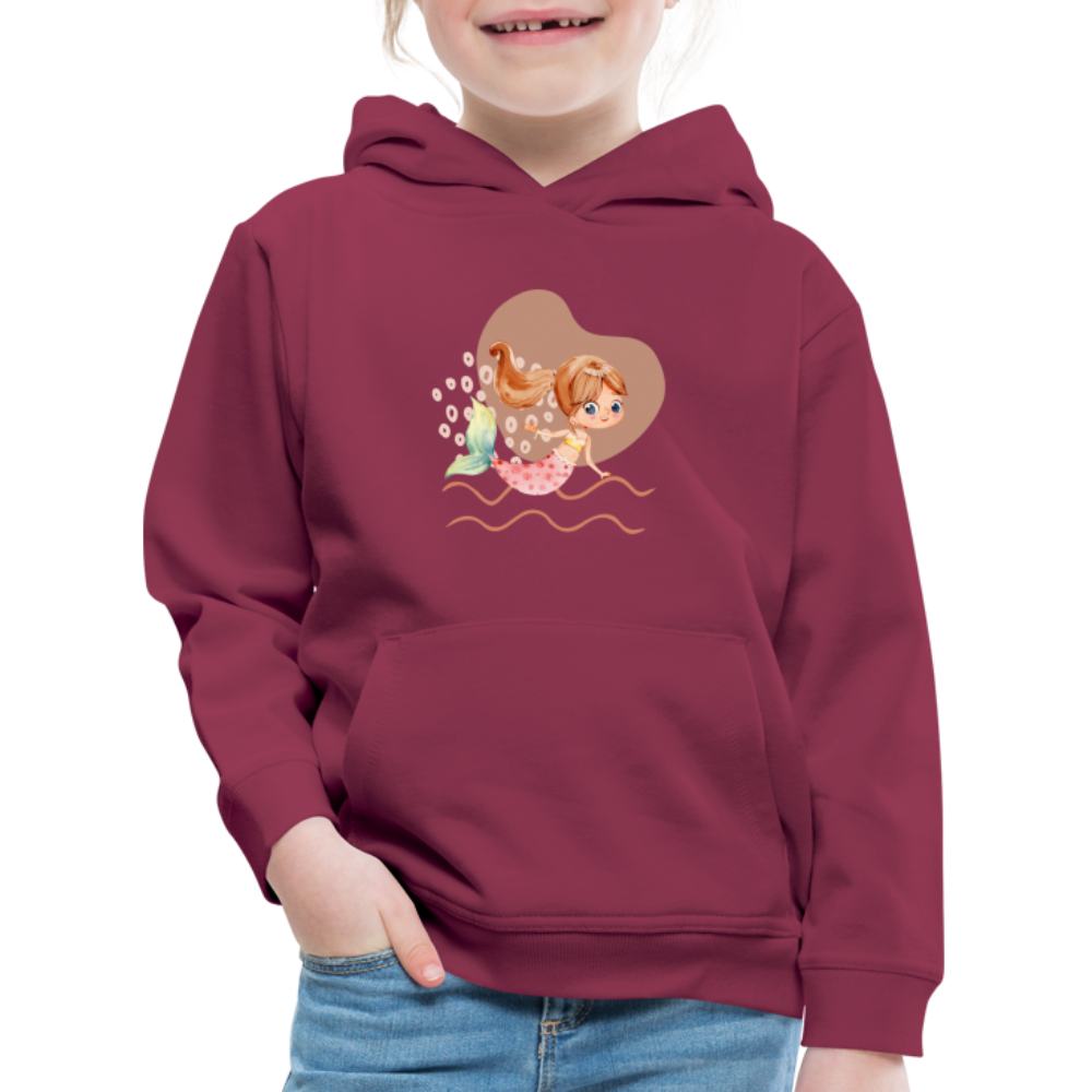 Kinder Premium Hoodie - Meerjungfrau Herz - Bordeaux