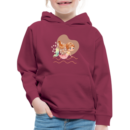 Kinder Premium Hoodie - Meerjungfrau Herz - Bordeaux