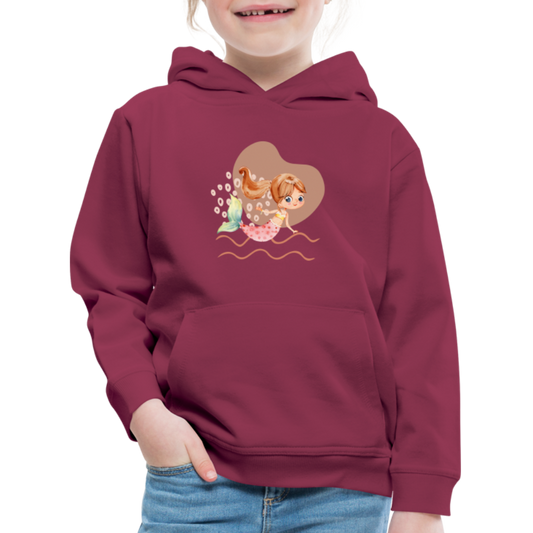 Kinder Premium Hoodie - Meerjungfrau Herz - Bordeaux