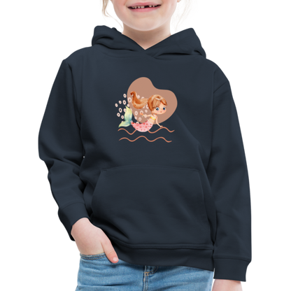 Kinder Premium Hoodie - Meerjungfrau Herz - Navy