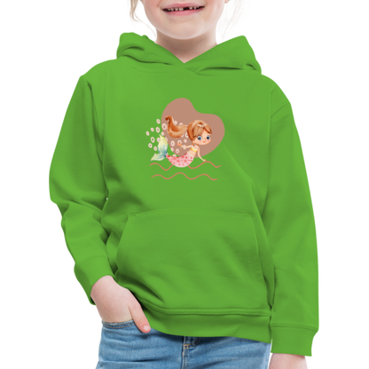 Kinder Premium Hoodie - Meerjungfrau Herz - Hellgrün