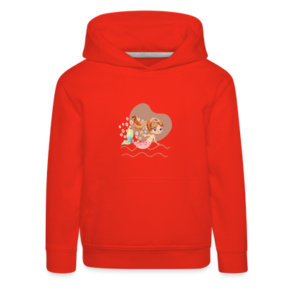 Kinder Premium Hoodie - Meerjungfrau Herz - Rot