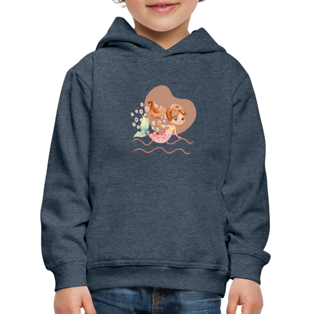 Kinder Premium Hoodie - Meerjungfrau Herz - Jeansblau