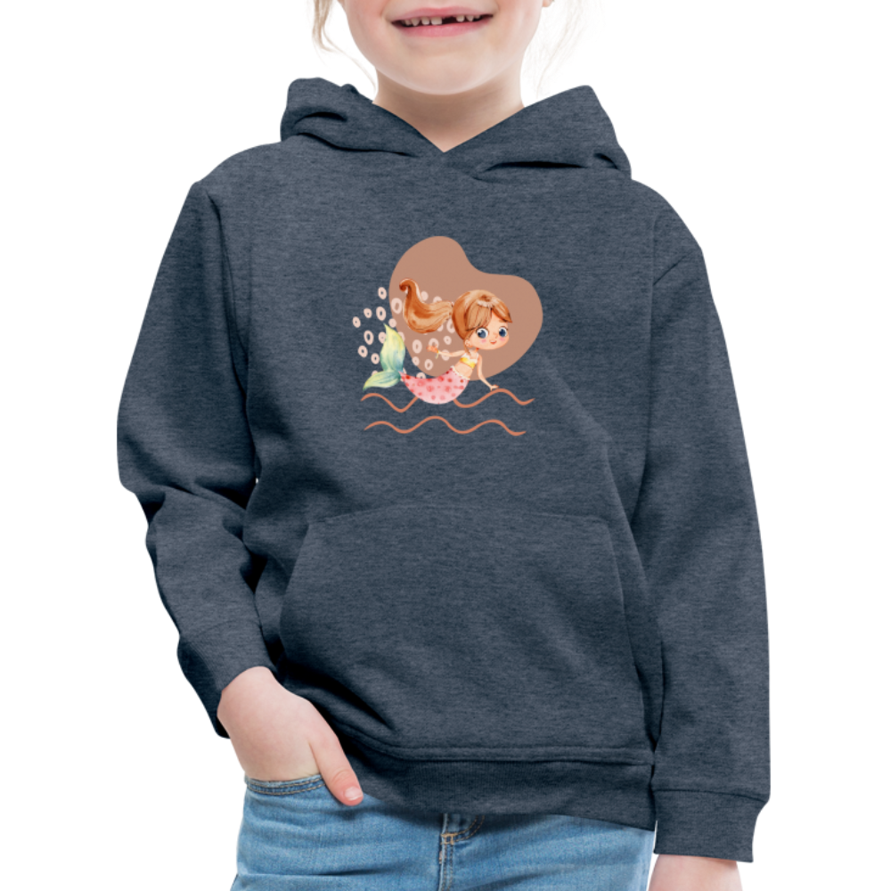 Kinder Premium Hoodie - Meerjungfrau Herz - Jeansblau