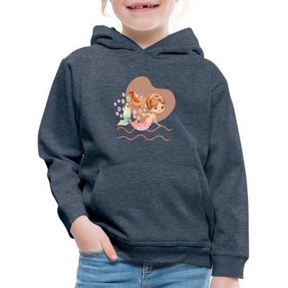 Kinder Premium Hoodie - Meerjungfrau Herz - Jeansblau