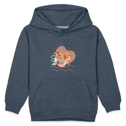 Kinder Premium Hoodie - Meerjungfrau Herz - Jeansblau