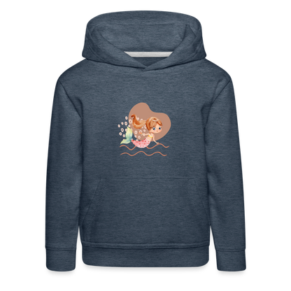 Kinder Premium Hoodie - Meerjungfrau Herz - Jeansblau