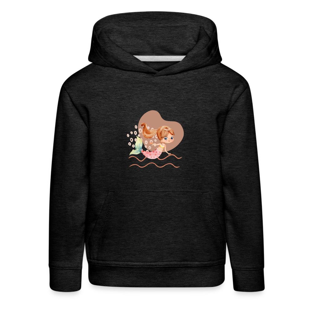 Kinder Premium Hoodie - Meerjungfrau Herz - Anthrazit