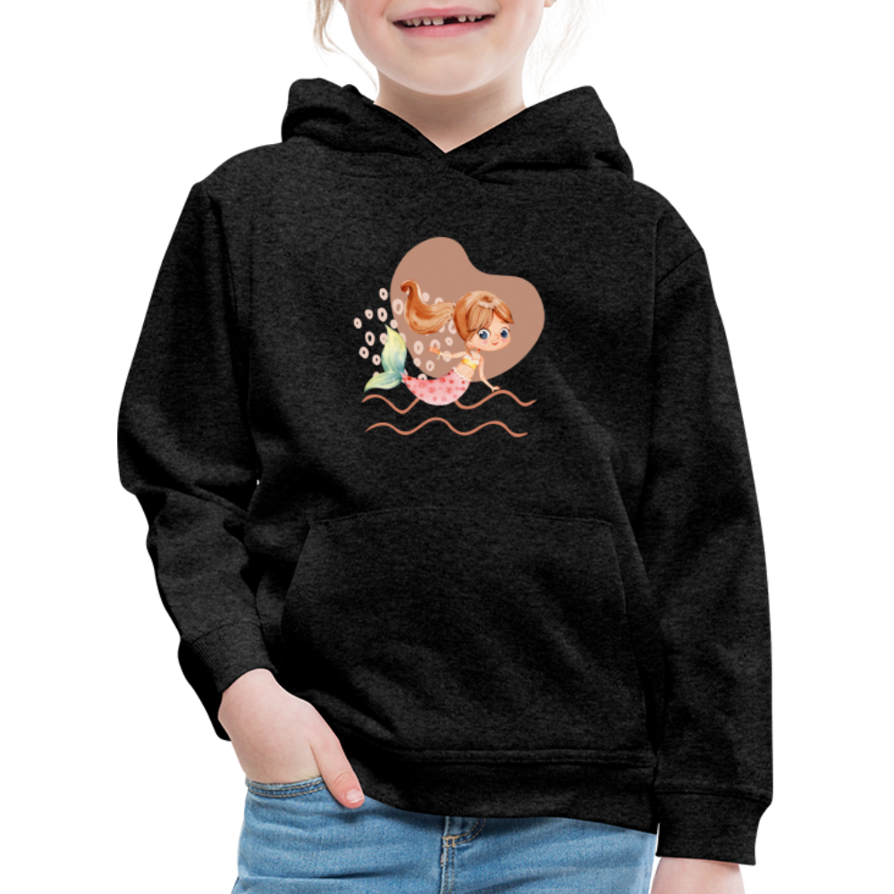 Kinder Premium Hoodie - Meerjungfrau Herz - Anthrazit