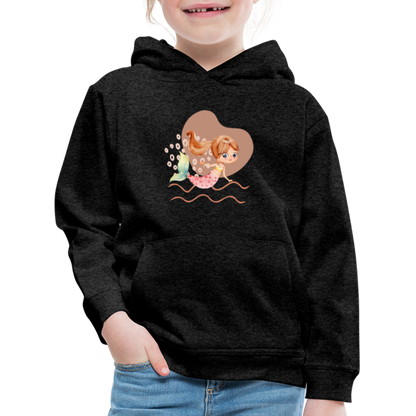 Kinder Premium Hoodie - Meerjungfrau Herz - Anthrazit