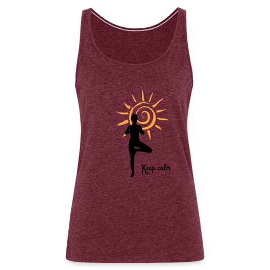 Frauen Premium Tank Top - Keep calm - Bordeauxrot meliert