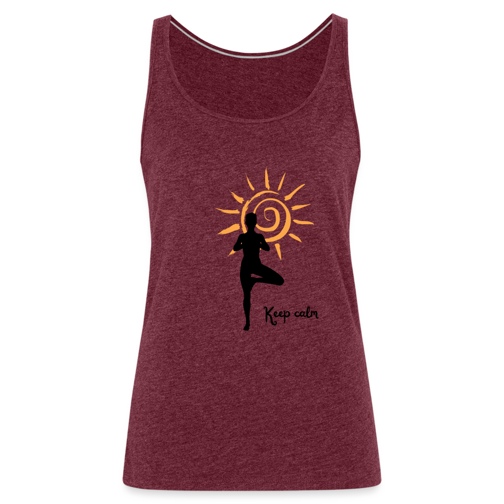 Frauen Premium Tank Top - Keep calm - Bordeauxrot meliert