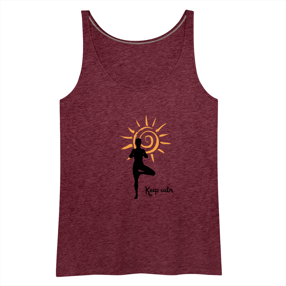 Frauen Premium Tank Top - Keep calm - Bordeauxrot meliert