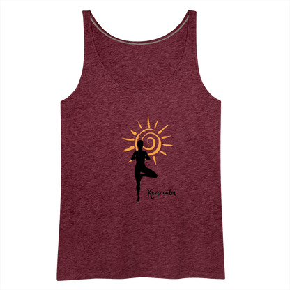 Frauen Premium Tank Top - Keep calm - Bordeauxrot meliert