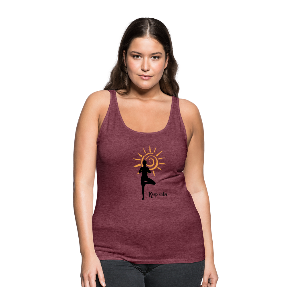 Frauen Premium Tank Top - Keep calm - Bordeauxrot meliert