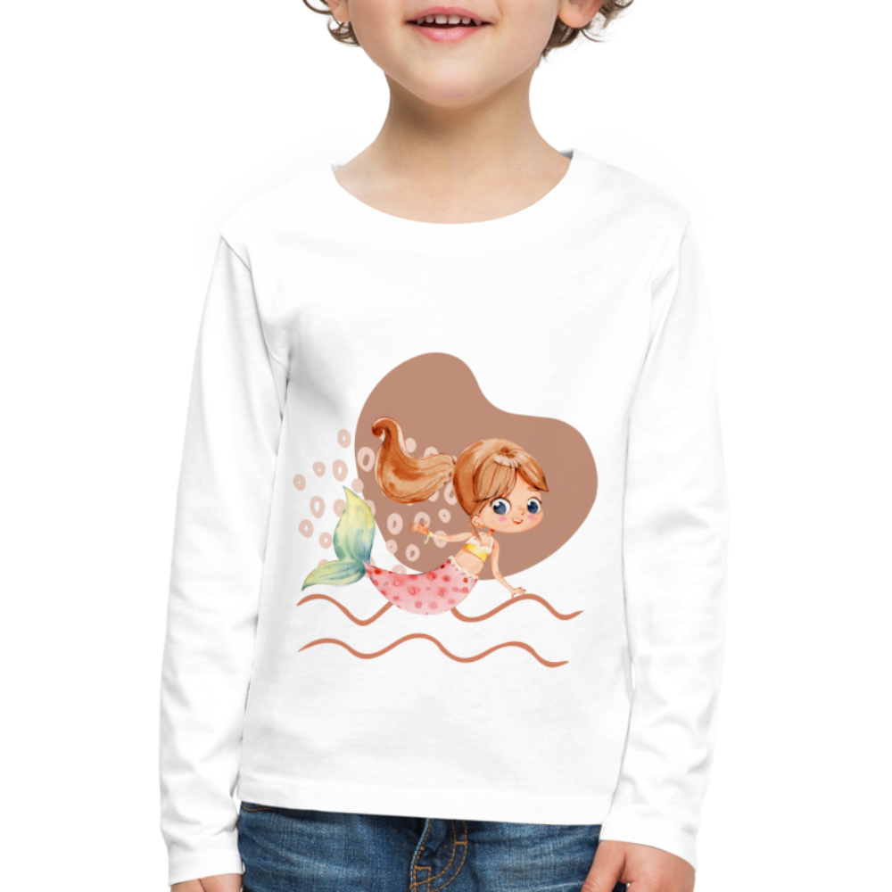 Kinder Premium Langarmshirt - Meerjungfrau Herz - weiß