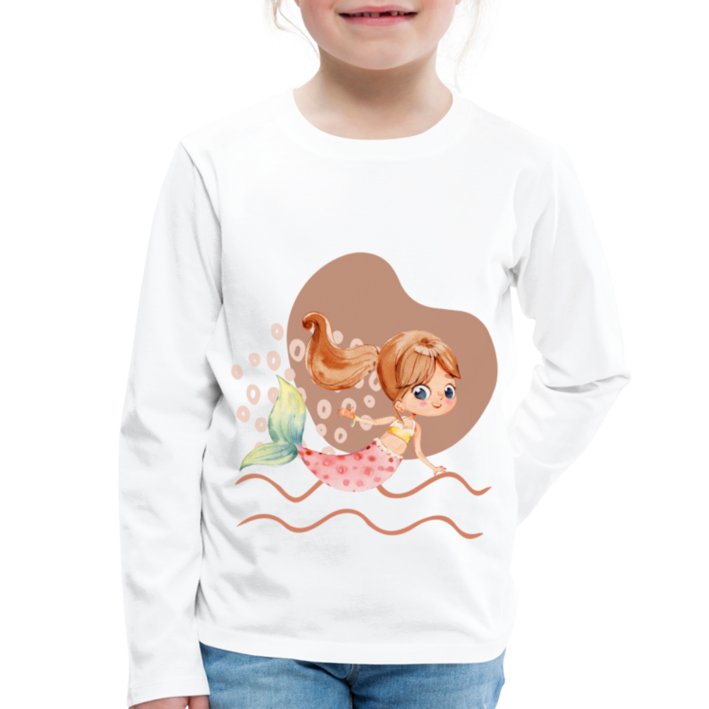 Kinder Premium Langarmshirt - Meerjungfrau Herz - weiß