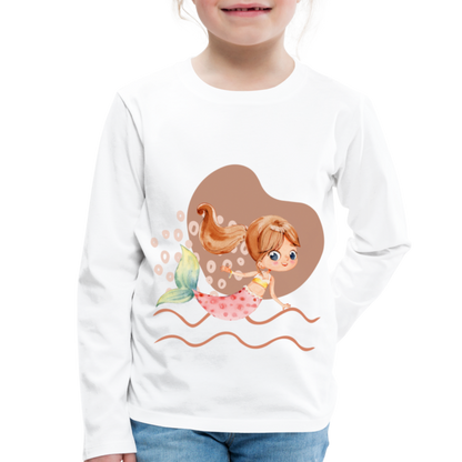 Kinder Premium Langarmshirt - Meerjungfrau Herz - weiß