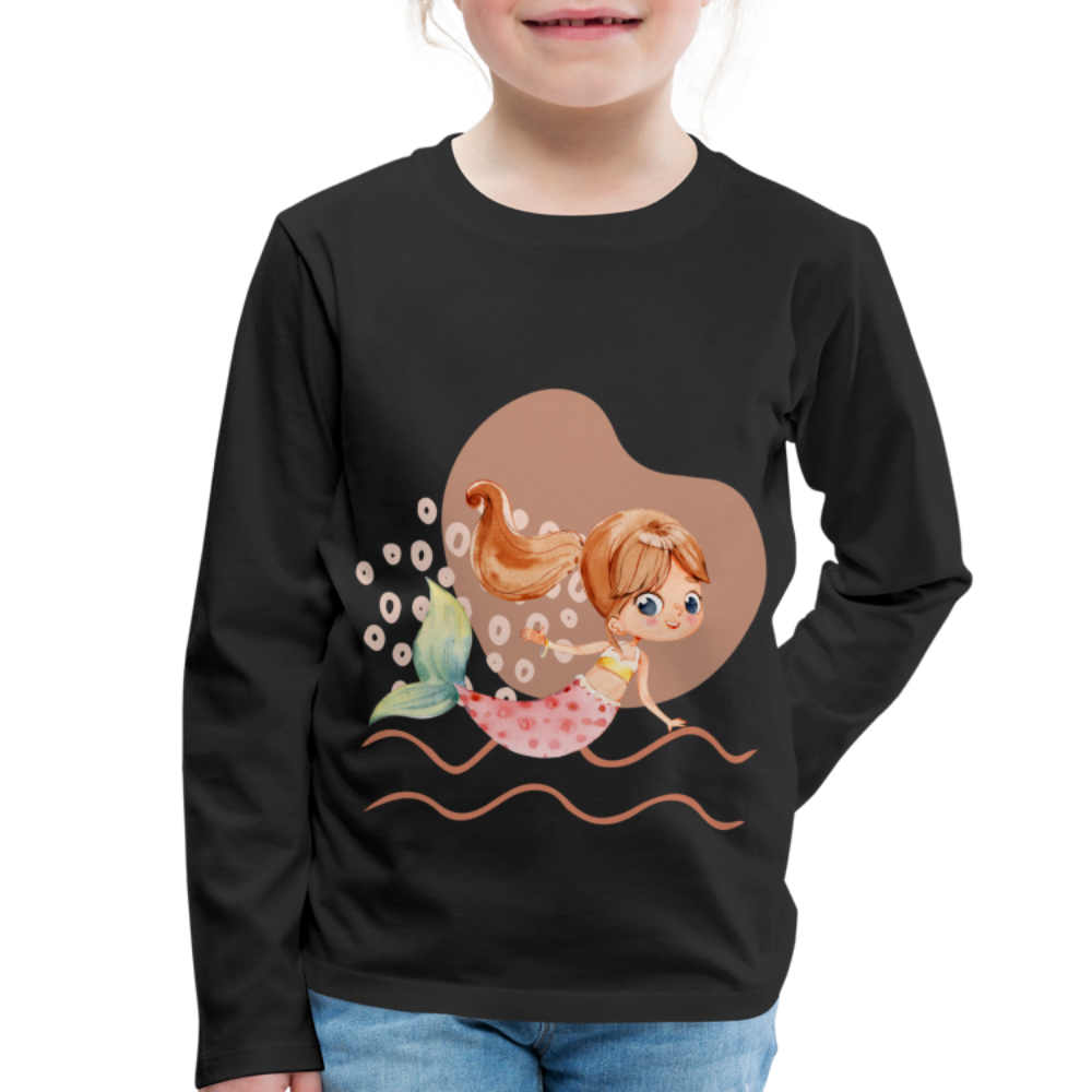 Kinder Premium Langarmshirt - Meerjungfrau Herz - Schwarz