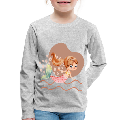 Kinder Premium Langarmshirt - Meerjungfrau Herz - Grau meliert