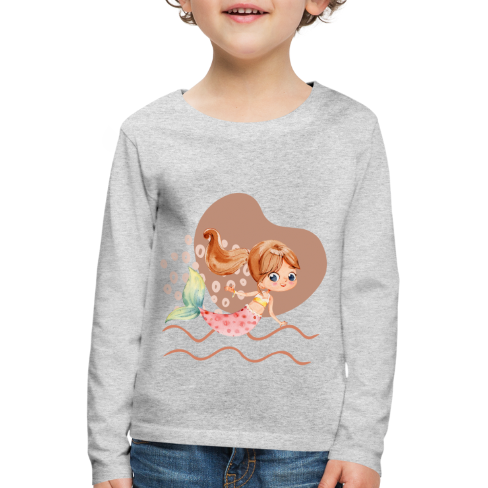 Kinder Premium Langarmshirt - Meerjungfrau Herz - Grau meliert