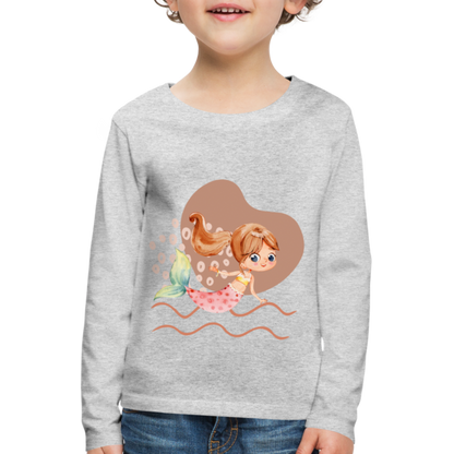 Kinder Premium Langarmshirt - Meerjungfrau Herz - Grau meliert