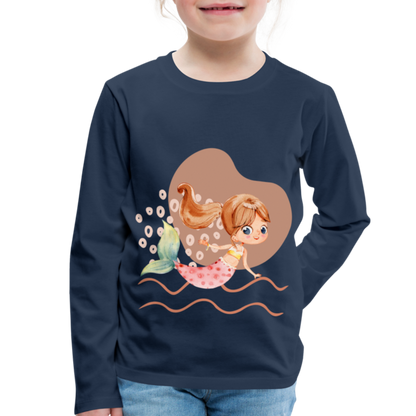 Kinder Premium Langarmshirt - Meerjungfrau Herz - Navy