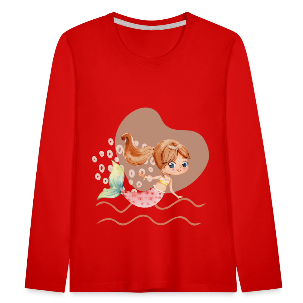 Kinder Premium Langarmshirt - Meerjungfrau Herz - Rot