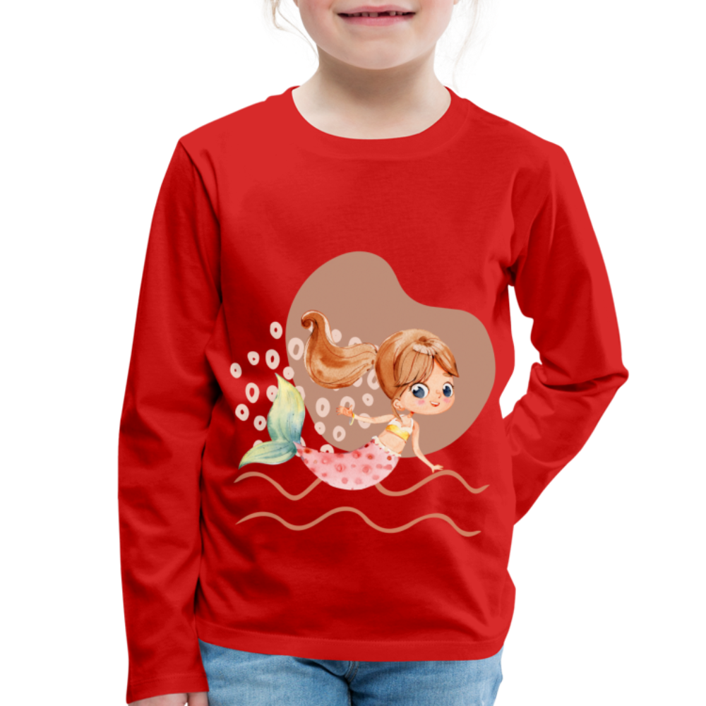 Kinder Premium Langarmshirt - Meerjungfrau Herz - Rot