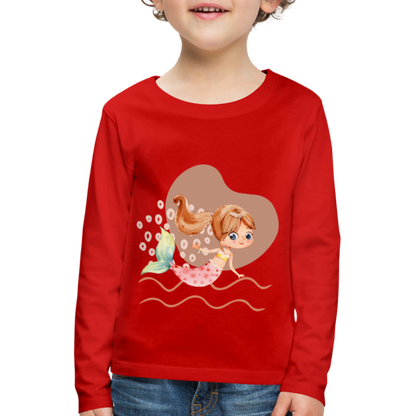 Kinder Premium Langarmshirt - Meerjungfrau Herz - Rot