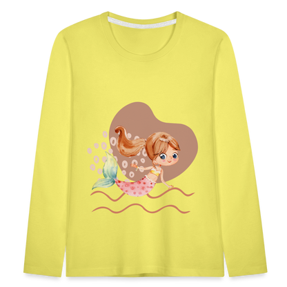 Kinder Premium Langarmshirt - Meerjungfrau Herz - Gelb