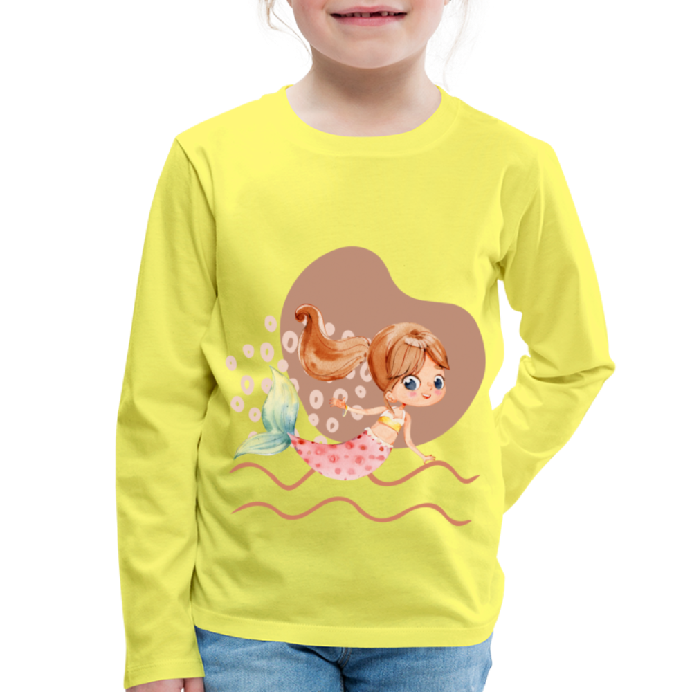 Kinder Premium Langarmshirt - Meerjungfrau Herz - Gelb