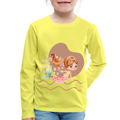 Kinder Premium Langarmshirt - Meerjungfrau Herz - Gelb