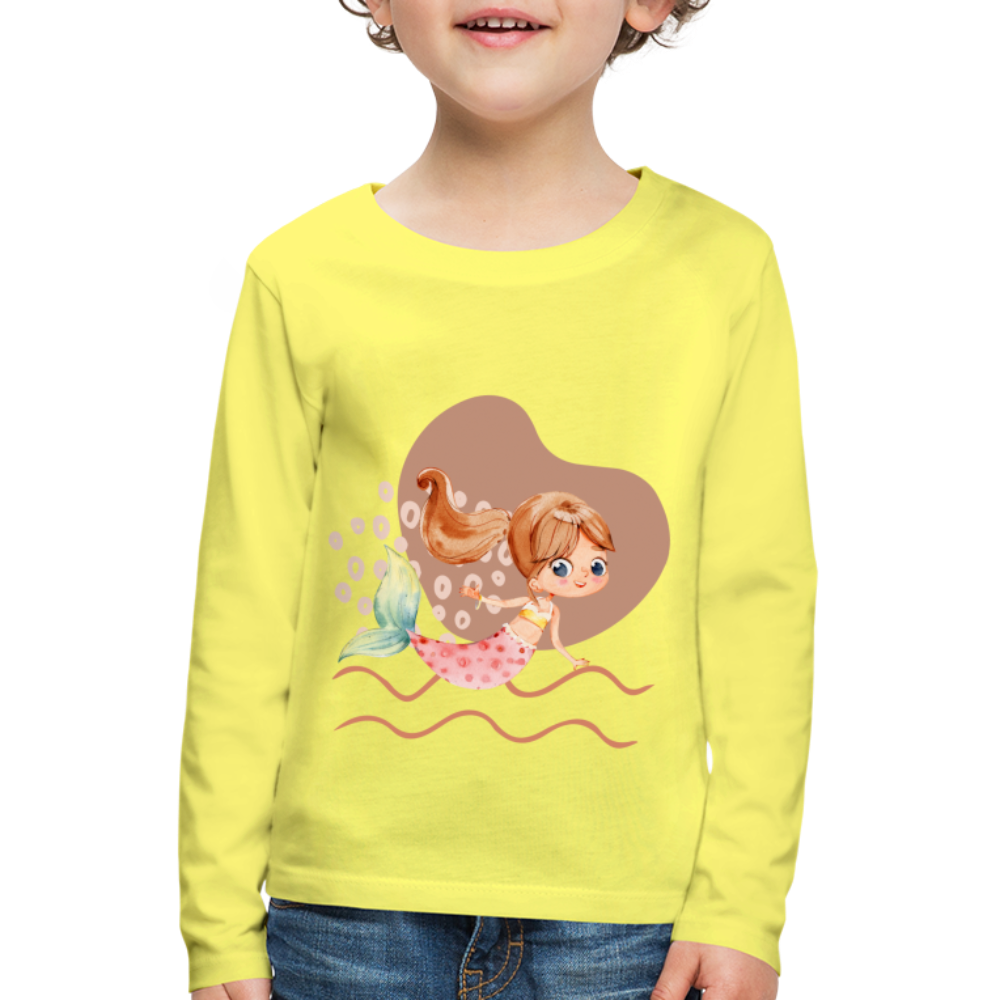 Kinder Premium Langarmshirt - Meerjungfrau Herz - Gelb