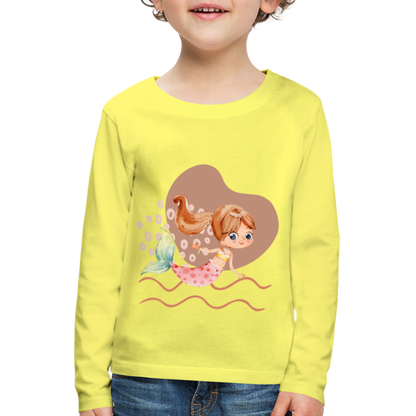 Kinder Premium Langarmshirt - Meerjungfrau Herz - Gelb