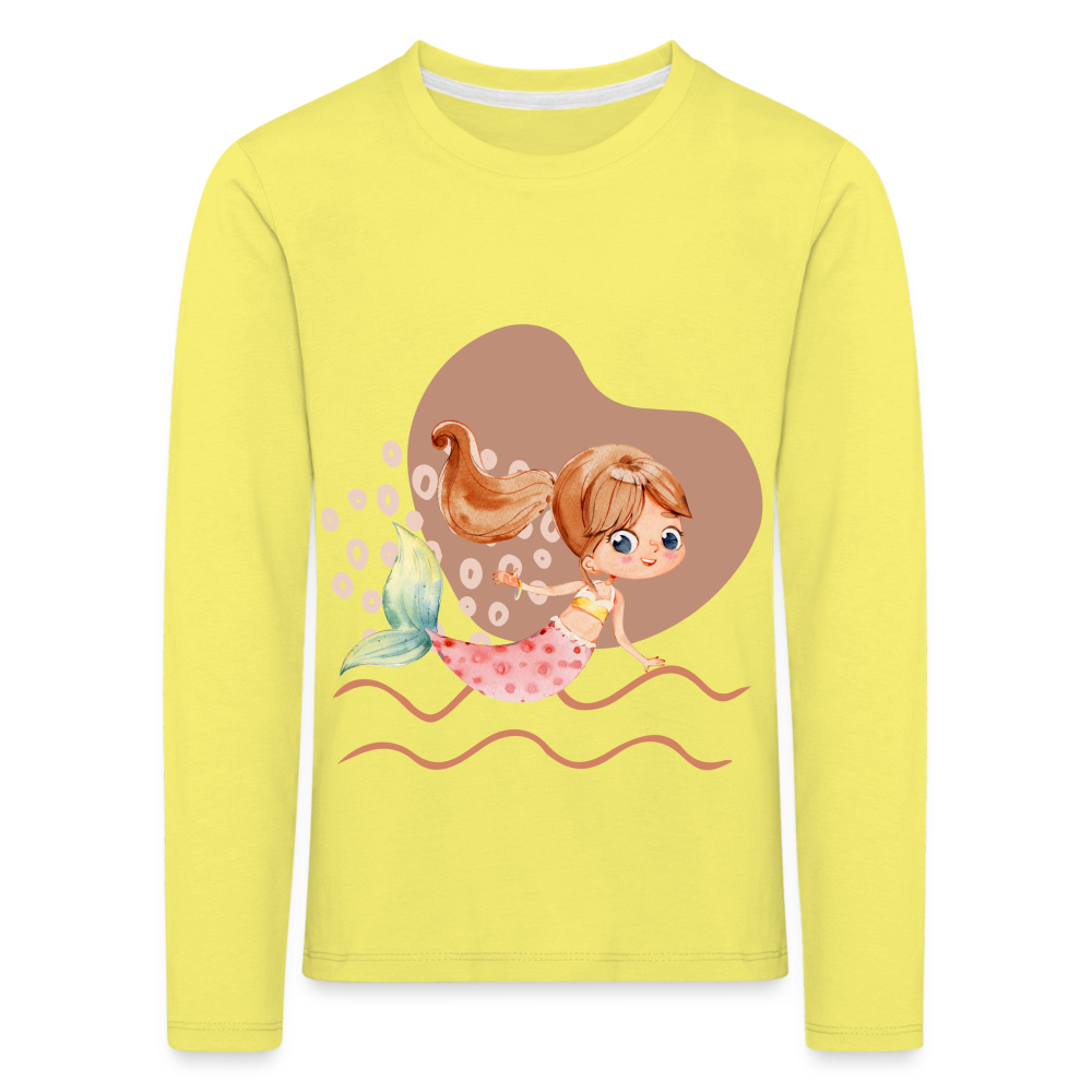 Kinder Premium Langarmshirt - Meerjungfrau Herz - Gelb