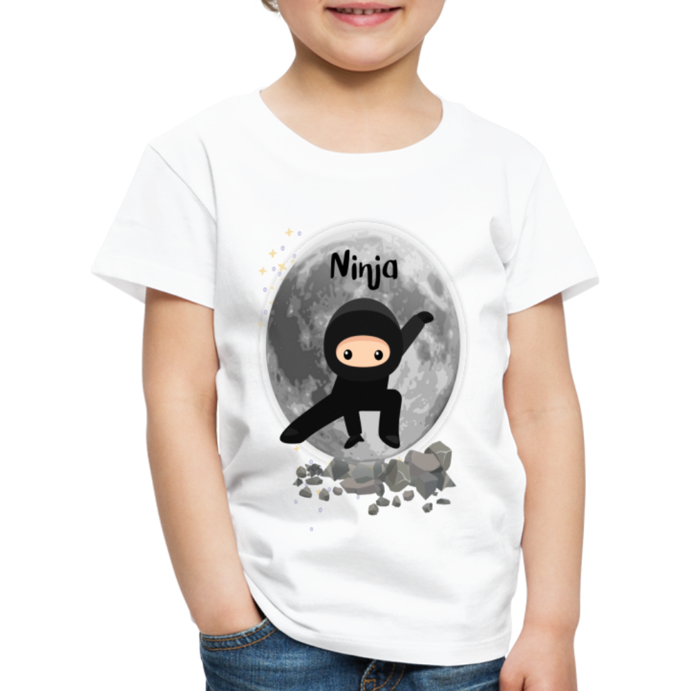 Kinder Premium T-Shirt - Ninja Mond - weiß