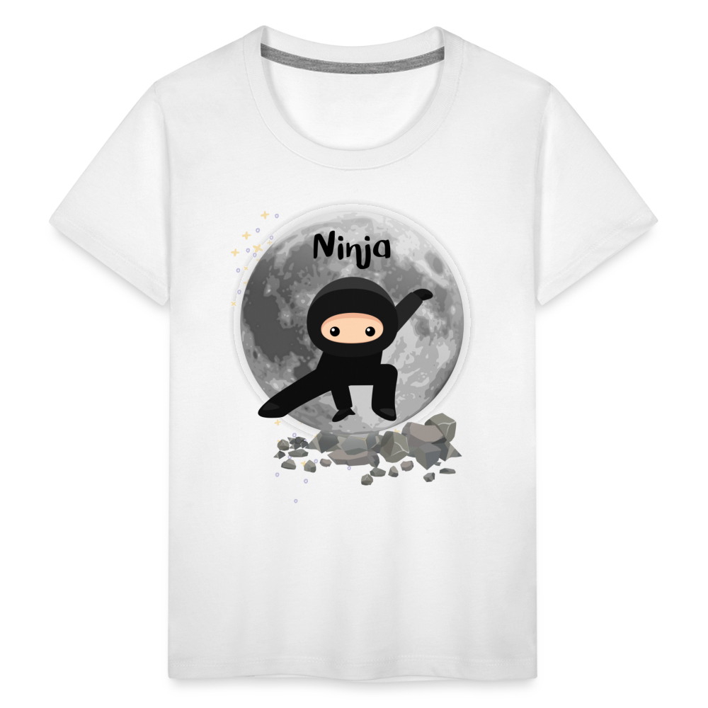 Kinder Premium T-Shirt - Ninja Mond - weiß