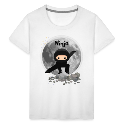 Kinder Premium T-Shirt - Ninja Mond - weiß