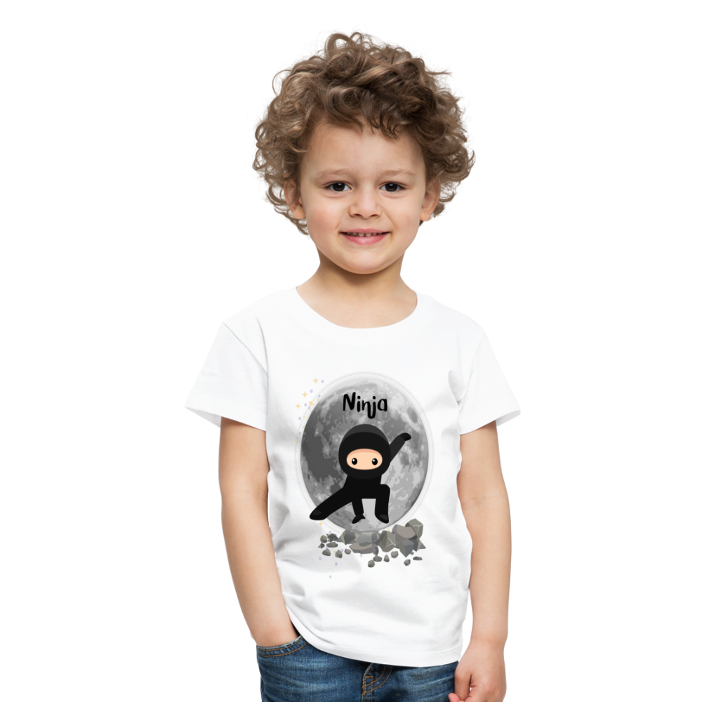 Kinder Premium T-Shirt - Ninja Mond - weiß