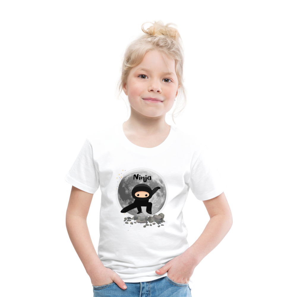 Kinder Premium T-Shirt - Ninja Mond - weiß