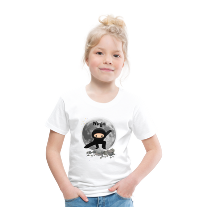 Kinder Premium T-Shirt - Ninja Mond - weiß