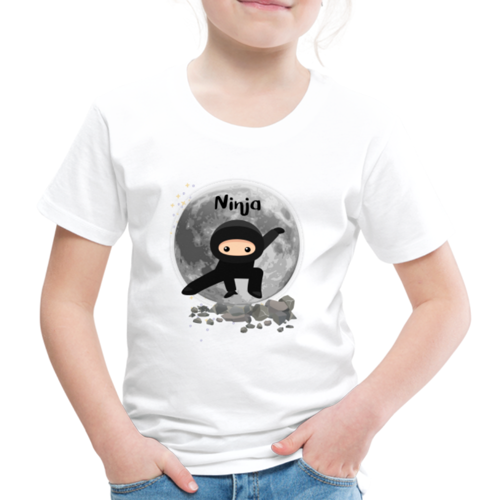 Kinder Premium T-Shirt - Ninja Mond - weiß