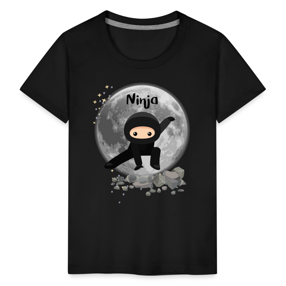 Kinder Premium T-Shirt - Ninja Mond - Schwarz