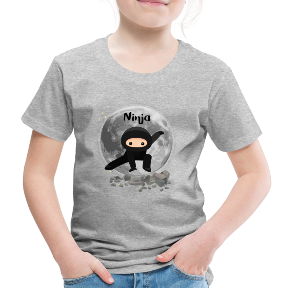 Kinder Premium T-Shirt - Ninja Mond - Grau meliert