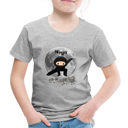 Kinder Premium T-Shirt - Ninja Mond - Grau meliert